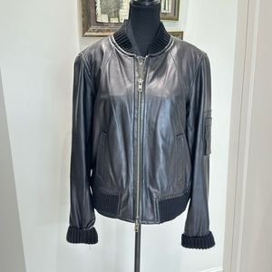 VINCE Lamb Leather Bomber Jacket